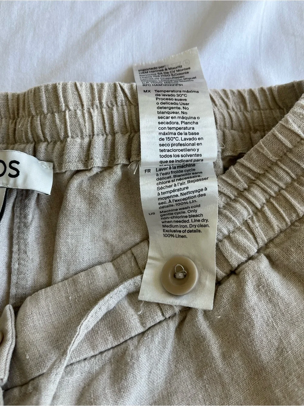Cos Linen Drawstring Wide-Leg Pants — Beige/Tan size 8